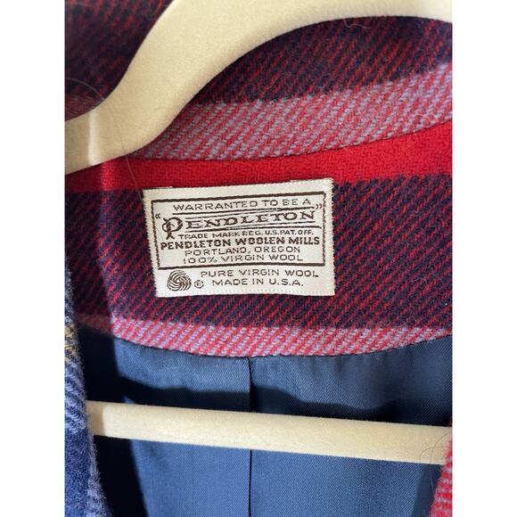 VTG Pendleton Wool Red Plaid Blazer Jacket Wmn's Sz 14 Fully Lined USA Made EUC - Picture 6 of 7